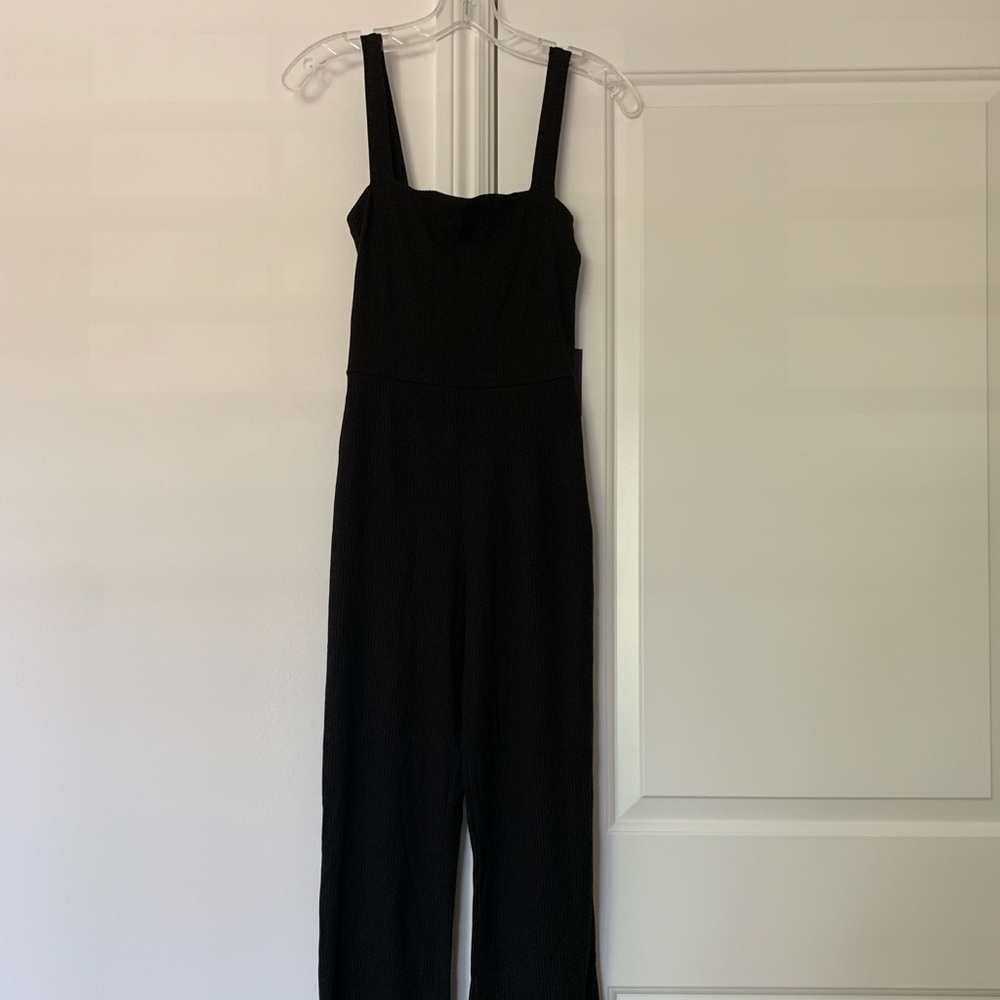Reformation Black Ribbed Stretch Jumpsuit